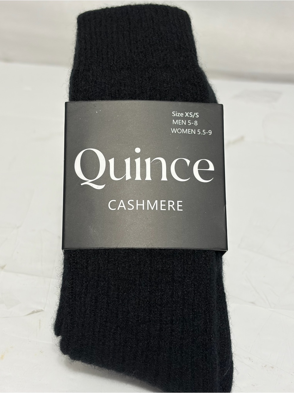 Quince Black Cashmere Ribbed Men's Dress Socks